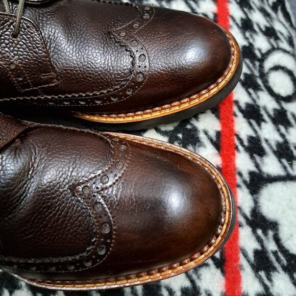 %Calzoleria Toscana Men Leather Wingtip Boots E485 Size 43 / D1 main image 12
